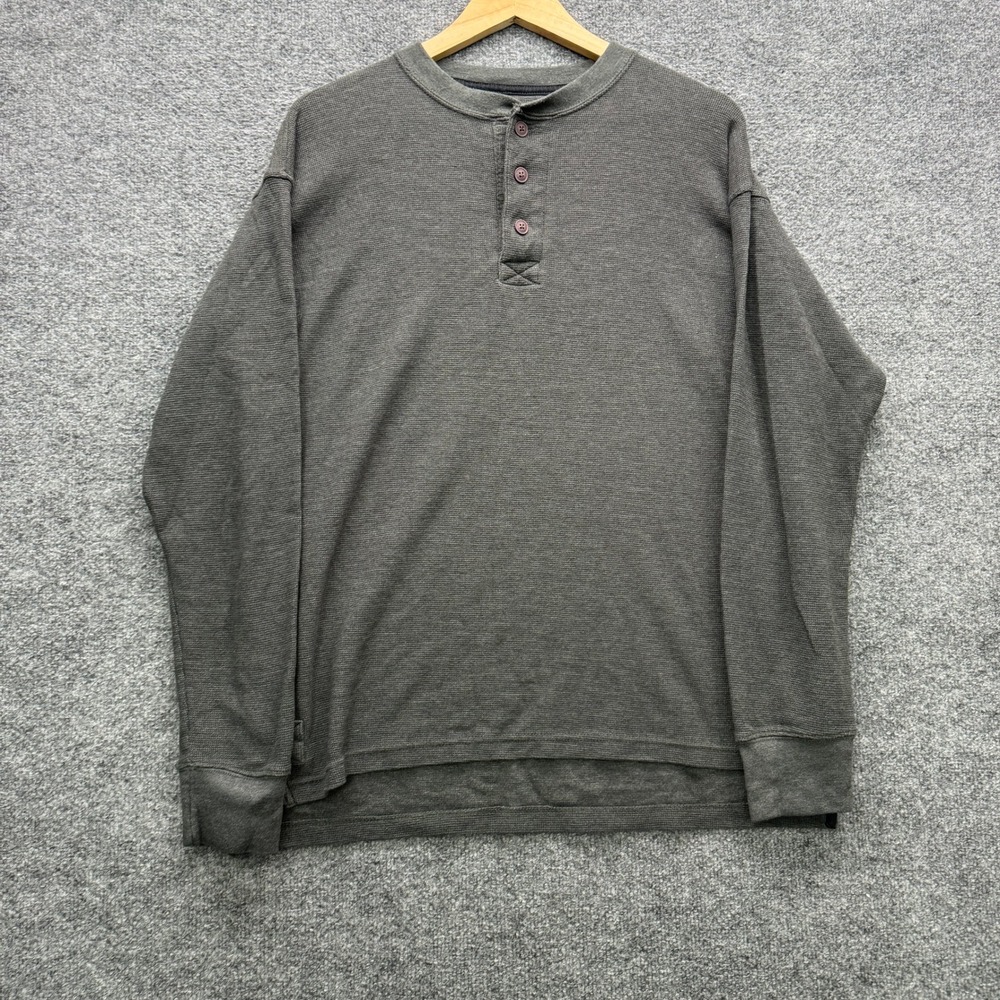 Smith's Workwear Henley Shirt Mens L Gray Long Sleeve Thermal Workwear